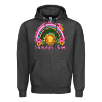 Charcoal Heather summer vibes  rainbow Zipper Hoodie - HRA Design Shop