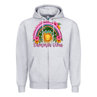Heather Grey summer vibes  rainbow Zipper Hoodie - HRA Design Shop