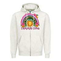 Oatmeal Heather summer vibes  rainbow Zipper Hoodie - HRA Design Shop
