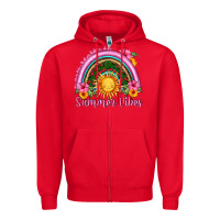 Red summer vibes  rainbow Zipper Hoodie - HRA Design Shop