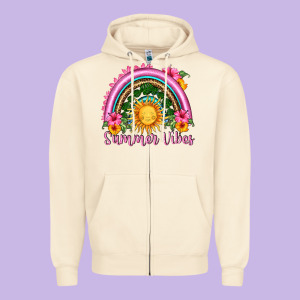 Summer Vibes  Rainbow Zipper Hoodie Designed By Hra Design Shop