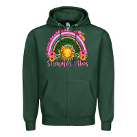 Sports Green summer vibes  rainbow Zipper Hoodie - HRA Design Shop