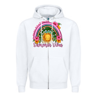 White summer vibes  rainbow Zipper Hoodie - HRA Design Shop