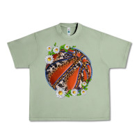 Oil Green basketball with patterns and daisies Urban Heavy Tee - texasbilliewilder