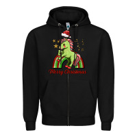 Black merry christmas unicorn Zipper Hoodie - FaDigitalArtStudio