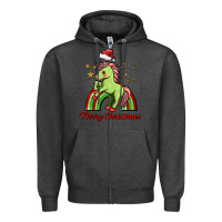 Charcoal Heather merry christmas unicorn Zipper Hoodie - FaDigitalArtStudio