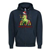 Navy merry christmas unicorn Zipper Hoodie - FaDigitalArtStudio