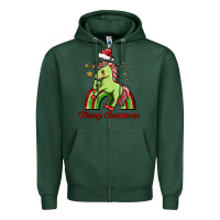 Sports Green merry christmas unicorn Zipper Hoodie - FaDigitalArtStudio