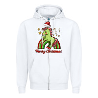 White merry christmas unicorn Zipper Hoodie - FaDigitalArtStudio