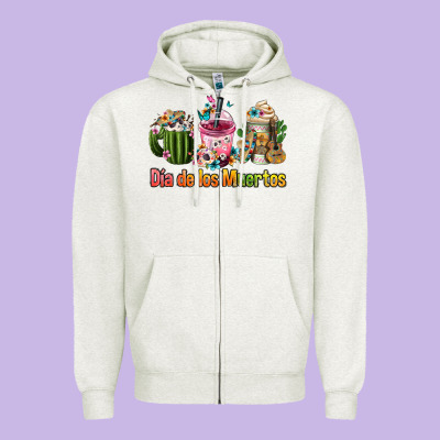 Mexican Día De Los Muertos Coffee Cups Zipper Hoodie Designed By Fadigitalartstudio