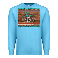 Ocean Blue show mom aztec cowhide leopard heifer Premium Sweatshirt - Artiststas