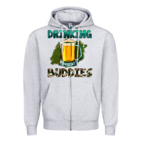 Heather Grey drinking buddies with beer Zipper Hoodie - HRA Design Shop