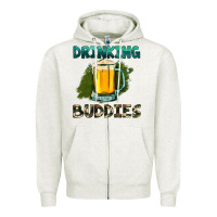 Oatmeal Heather drinking buddies with beer Zipper Hoodie - HRA Design Shop