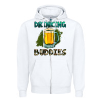 White drinking buddies with beer Zipper Hoodie - HRA Design Shop