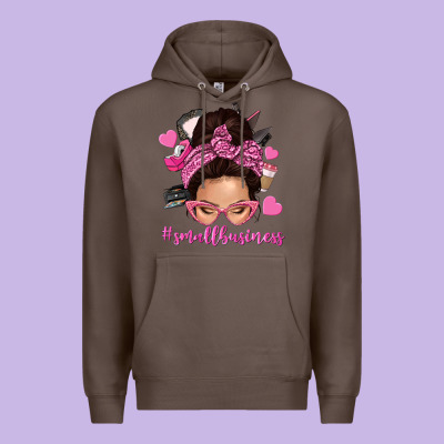 Small Business Messy Bun Premium Hoodie Designed By Nancycooperartshop
