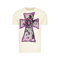 Vintage Arctic Cowhide Pink Gemstone Cross Vintage Tee - RanaPortraitStore