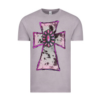 Vintage Zinc Cowhide Pink Gemstone Cross Vintage Tee - RanaPortraitStore