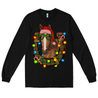 Black christmas horseshoe with horse Long Sleeve Tee - RanaPortraitStore