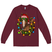 Burgundy christmas horseshoe with horse Long Sleeve Tee - RanaPortraitStore