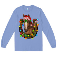Colony Blue christmas horseshoe with horse Long Sleeve Tee - RanaPortraitStore