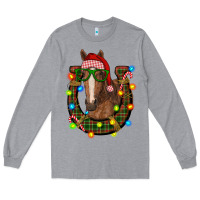 Heather Grey christmas horseshoe with horse Long Sleeve Tee - RanaPortraitStore