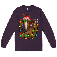 Plum christmas horseshoe with horse Long Sleeve Tee - RanaPortraitStore