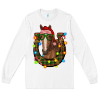 White christmas horseshoe with horse Long Sleeve Tee - RanaPortraitStore