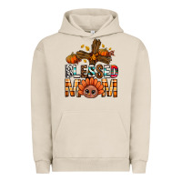 Pigment French Oak Western Blessed Mom With Cross Urban Hoodie - BundleAndBundleShop
