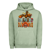 Pigment Oil Green Western Blessed Mom With Cross Urban Hoodie - BundleAndBundleShop