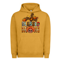 Pigment Peanut Butter Western Blessed Mom With Cross Urban Hoodie - BundleAndBundleShop