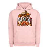 Pigment Salmon Western Blessed Mom With Cross Urban Hoodie - BundleAndBundleShop