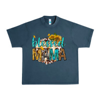 Midnight Navy blessed mama with sunflowers Urban Heavy Tee - texasbilliewilder
