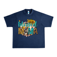 Navy blessed mama with sunflowers Urban Heavy Tee - texasbilliewilder