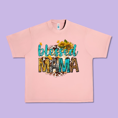 Urban Heavy Tee blessed mama with sunflowers