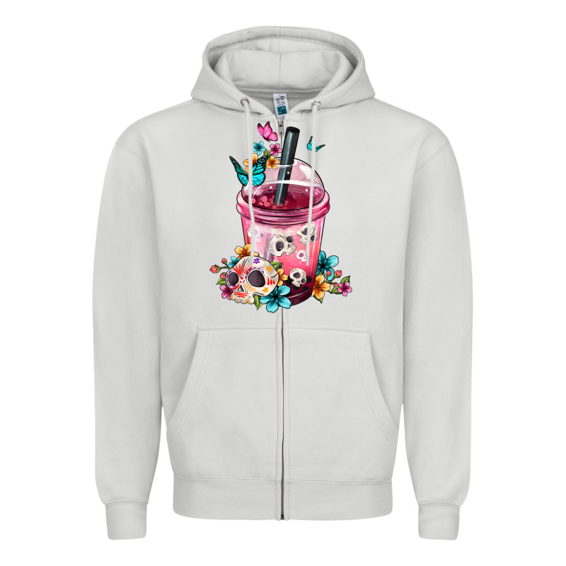 Mexican Day Of The Dead Skulls Coffee Cup Zipper Hoodie by FaDigitalArtStudio | Teevron