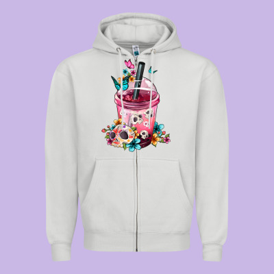 Mexican Day Of The Dead Skulls Coffee Cup Zipper Hoodie Designed By Fadigitalartstudio