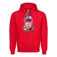 Red mexican day of the dead skulls coffee cup Zipper Hoodie - FaDigitalArtStudio
