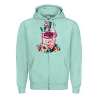 Seafoam mexican day of the dead skulls coffee cup Zipper Hoodie - FaDigitalArtStudio