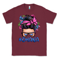Burgundy ohana stitch messy bun Classic Tee - Zillion Design Studio