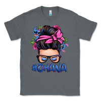 Charcoal Heather ohana stitch messy bun Classic Tee - Zillion Design Studio
