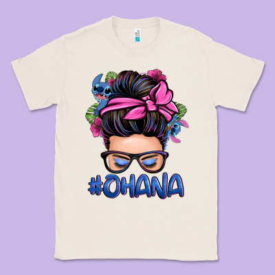 Ohana Stitch Messy Bun Classic Tee Designed By Zillion Design Studio