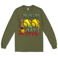 Army Green i tackled 100 days of school softball Long Sleeve Tee - Zillion Design Studio