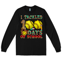 Black i tackled 100 days of school softball Long Sleeve Tee - Zillion Design Studio