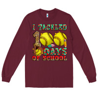 Burgundy i tackled 100 days of school softball Long Sleeve Tee - Zillion Design Studio