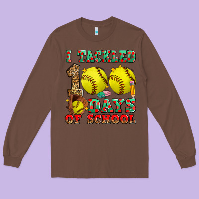 I Tackled 100 Days Of School Softball Long Sleeve Tee Designed By Zillion Design Studio