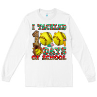 White i tackled 100 days of school softball Long Sleeve Tee - Zillion Design Studio