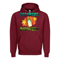 Burgundy drinking buddies with baby bottle Zipper Hoodie - HRA Design Shop