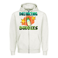 Oatmeal Heather drinking buddies with baby bottle Zipper Hoodie - HRA Design Shop
