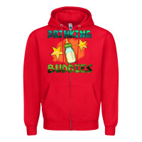 Red drinking buddies with baby bottle Zipper Hoodie - HRA Design Shop