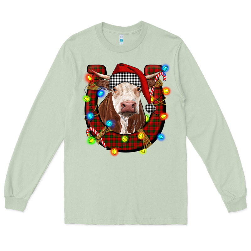 Christmas Horseshoe With Hereford Cow Long Sleeve Tee by RanaPortraitStore | Teevron
